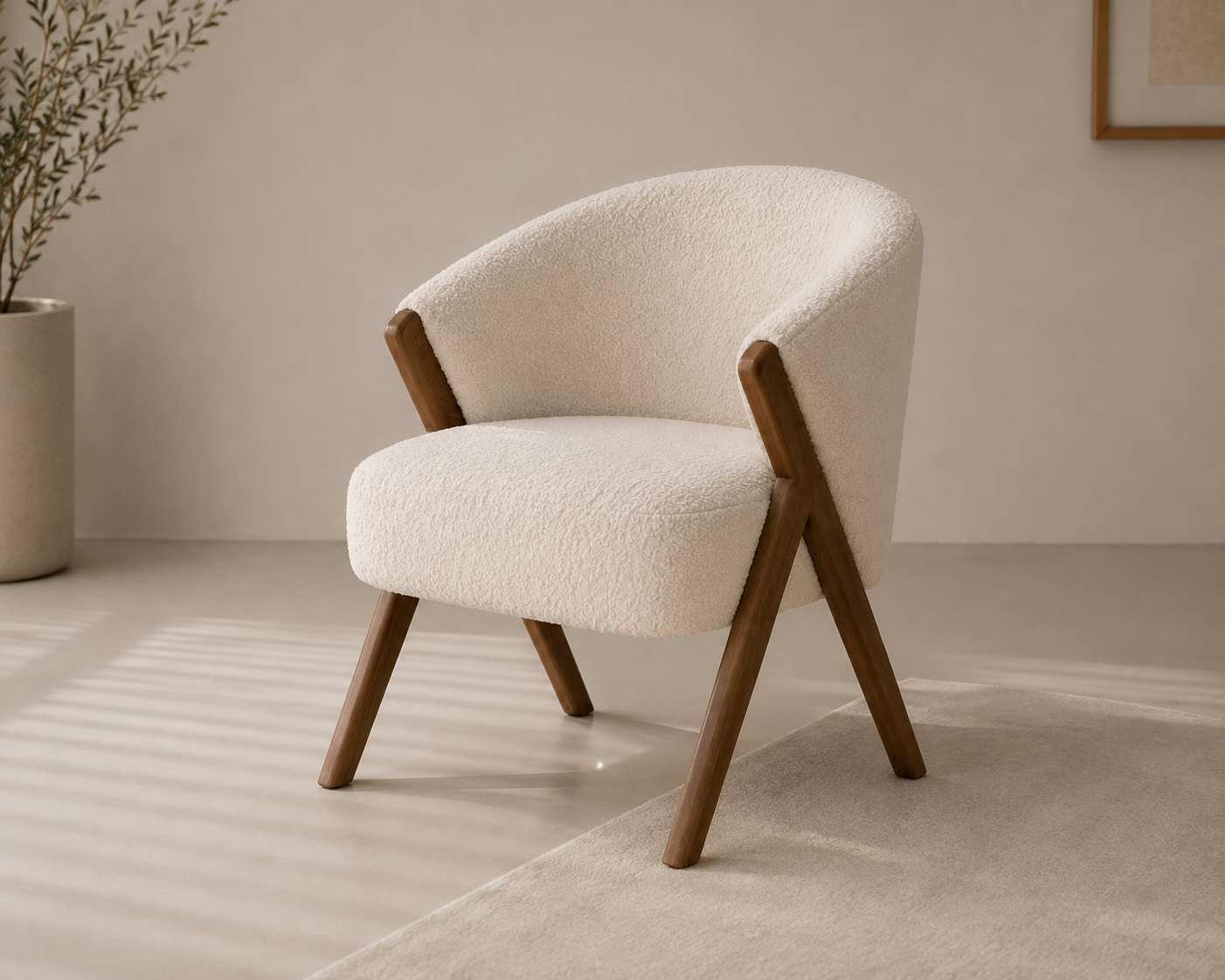 Modern Upholstered Lounge Chair with Wooden Frame - Image 4