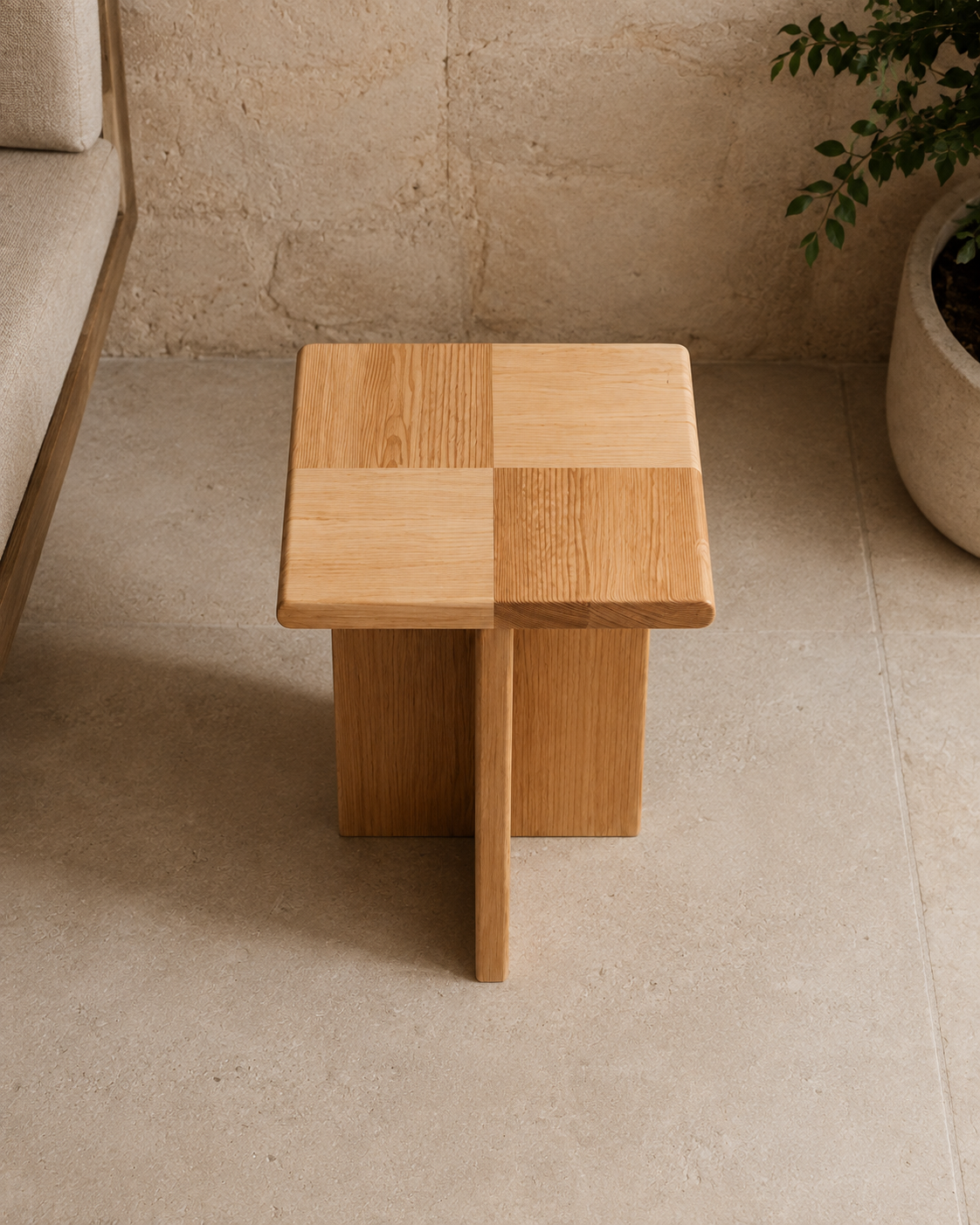 Modern Solid-Profile Wooden Side Table - Image 3