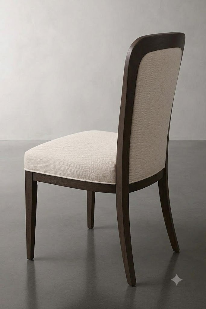 Modern Upholstered Dining Chair with Curved Wooden Backrest - Image 3