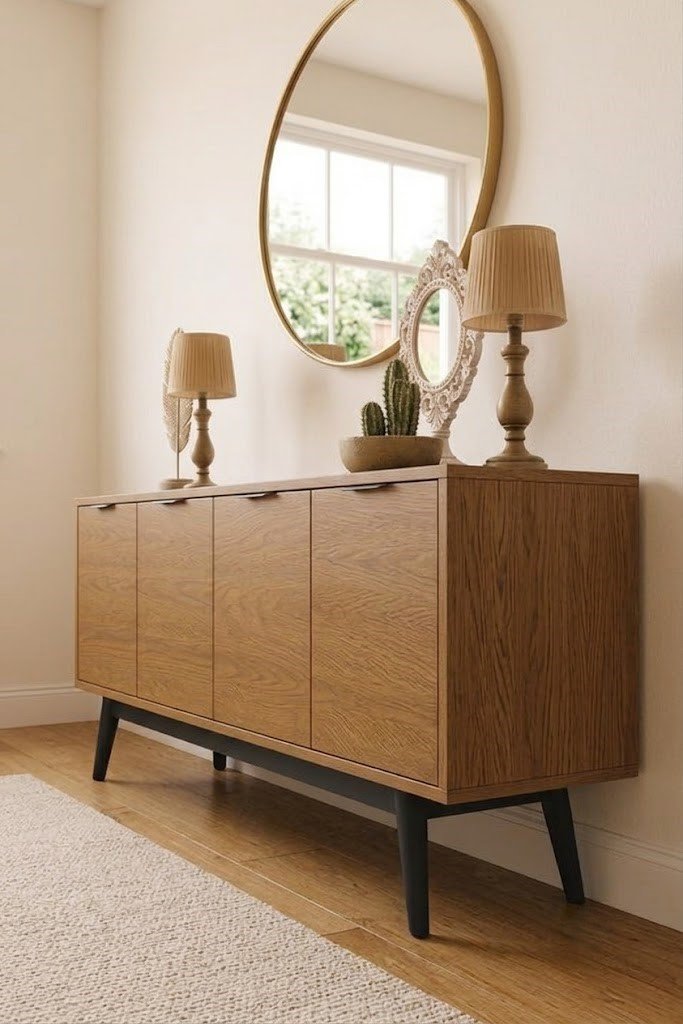 Modern Wooden Console Table with Four-Door Storage - Image 4