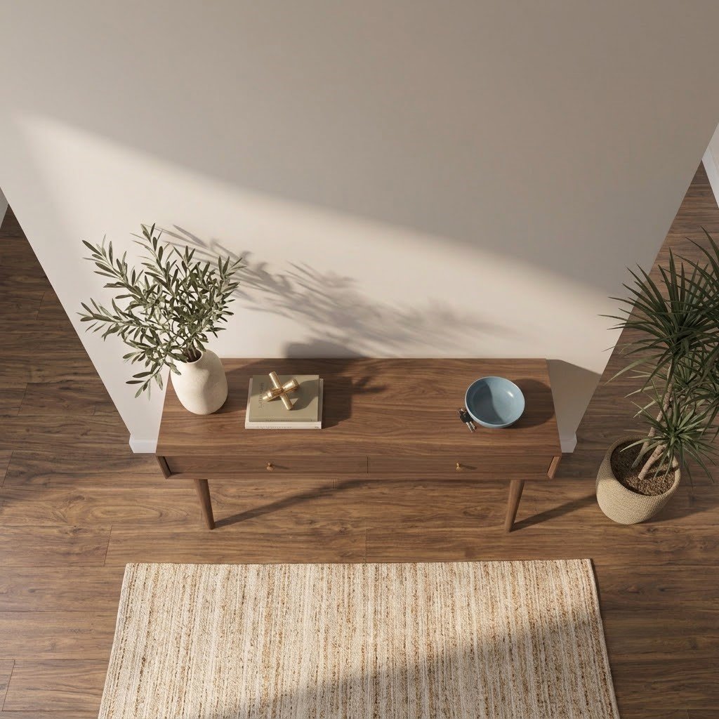 Modern Wooden Console Table with Two Drawers and Tapered Legs - Image 5
