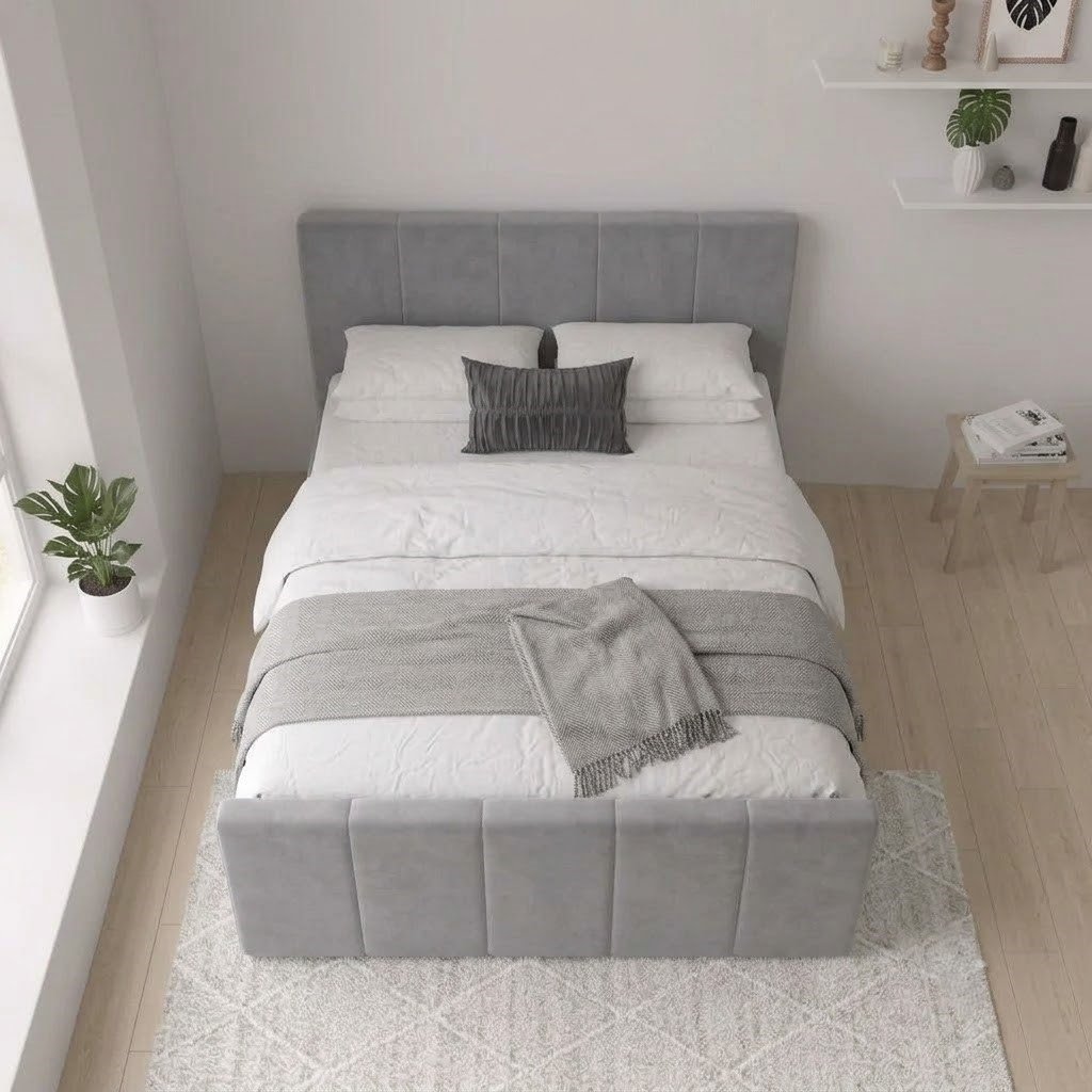 Modern Upholstered Storage Bed with Padded Headboard and Footboard - Image 3