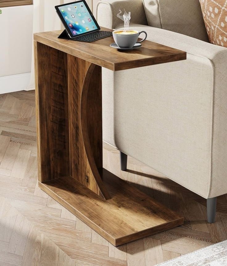 Modern C-Shaped Sofa Side Table - Image 3