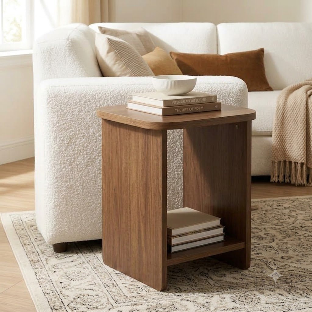 Modern Wooden Side Table with Open Storage Shelf - Image 3