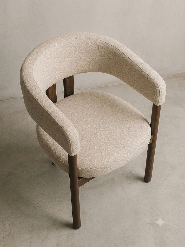 Modern Upholstered Armchair with Wooden Frame - Image 3