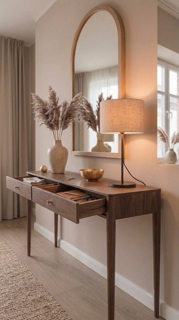 Modern Wooden Console Table with Two Drawers - Image 3