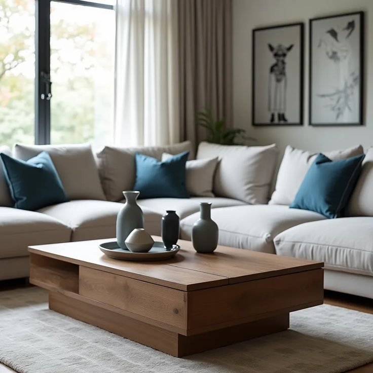Modern Solid Wood Centre Table with Open Storage Shelf - Image 4