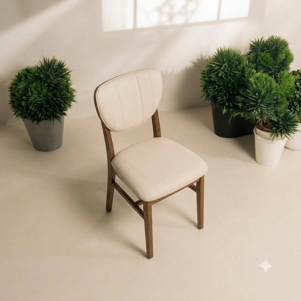 Modern Upholstered Dining Chair with Quilted Backrest - Image 3