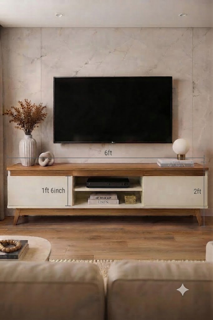 Modern Scandinavian Wooden Floor-Standing TV Console with Dual-Tone Cabinet Storage - Image 4