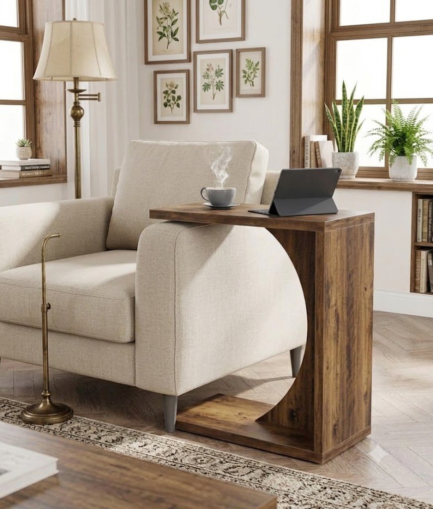 Modern C-Shaped Sofa Side Table - Image 4