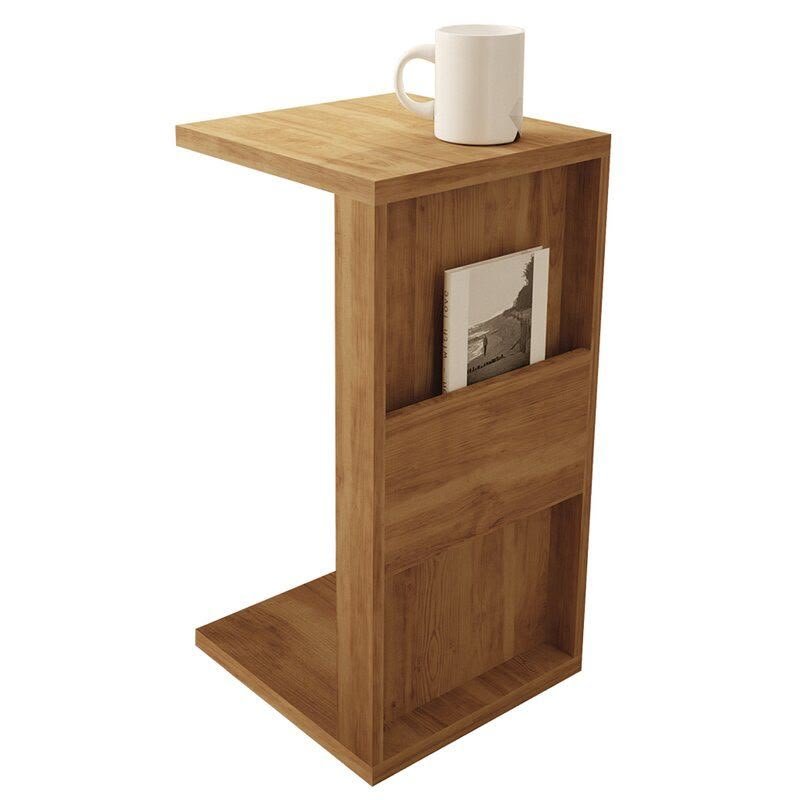 Modern Wooden Bedside Table with Open Storage - Image 2