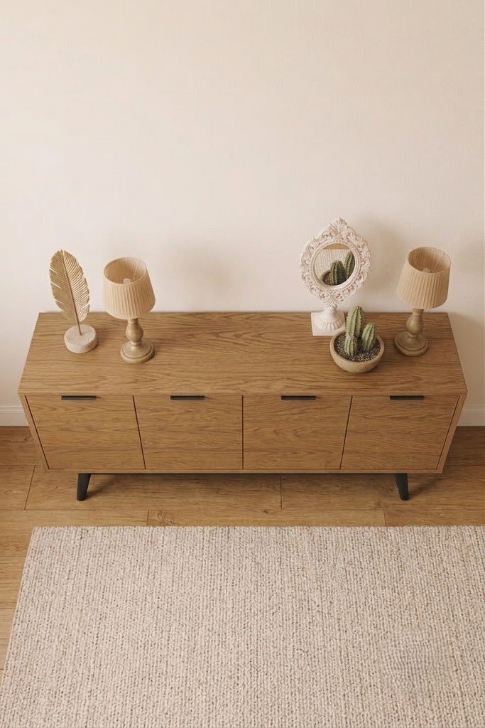 Modern Wooden Console Table with Four-Door Storage - Image 5