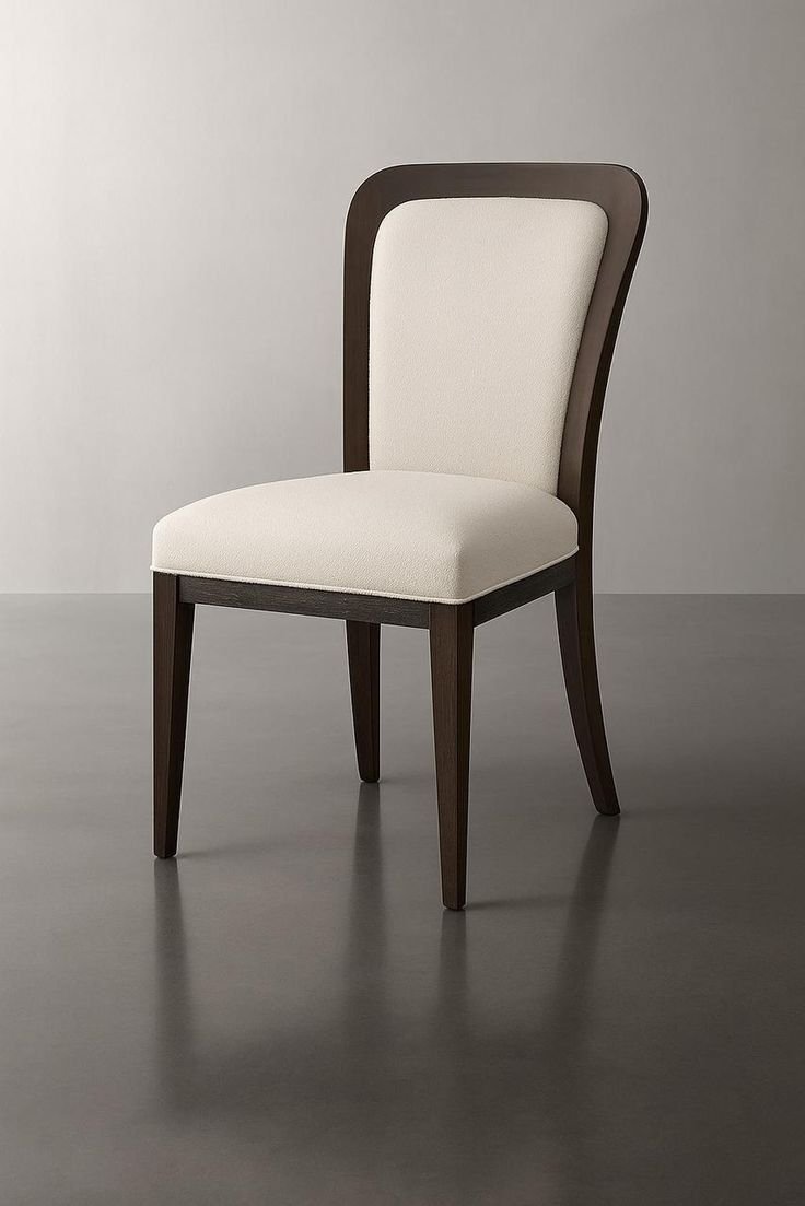Modern Upholstered Dining Chair with Curved Wooden Backrest - Image 2