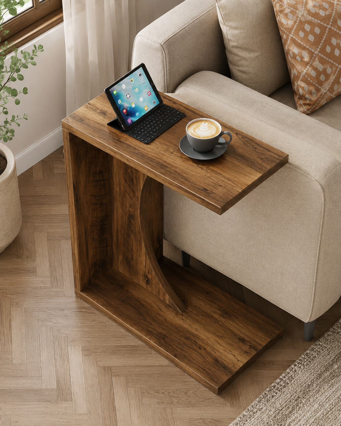 Modern C-Shaped Sofa Side Table - Image 5