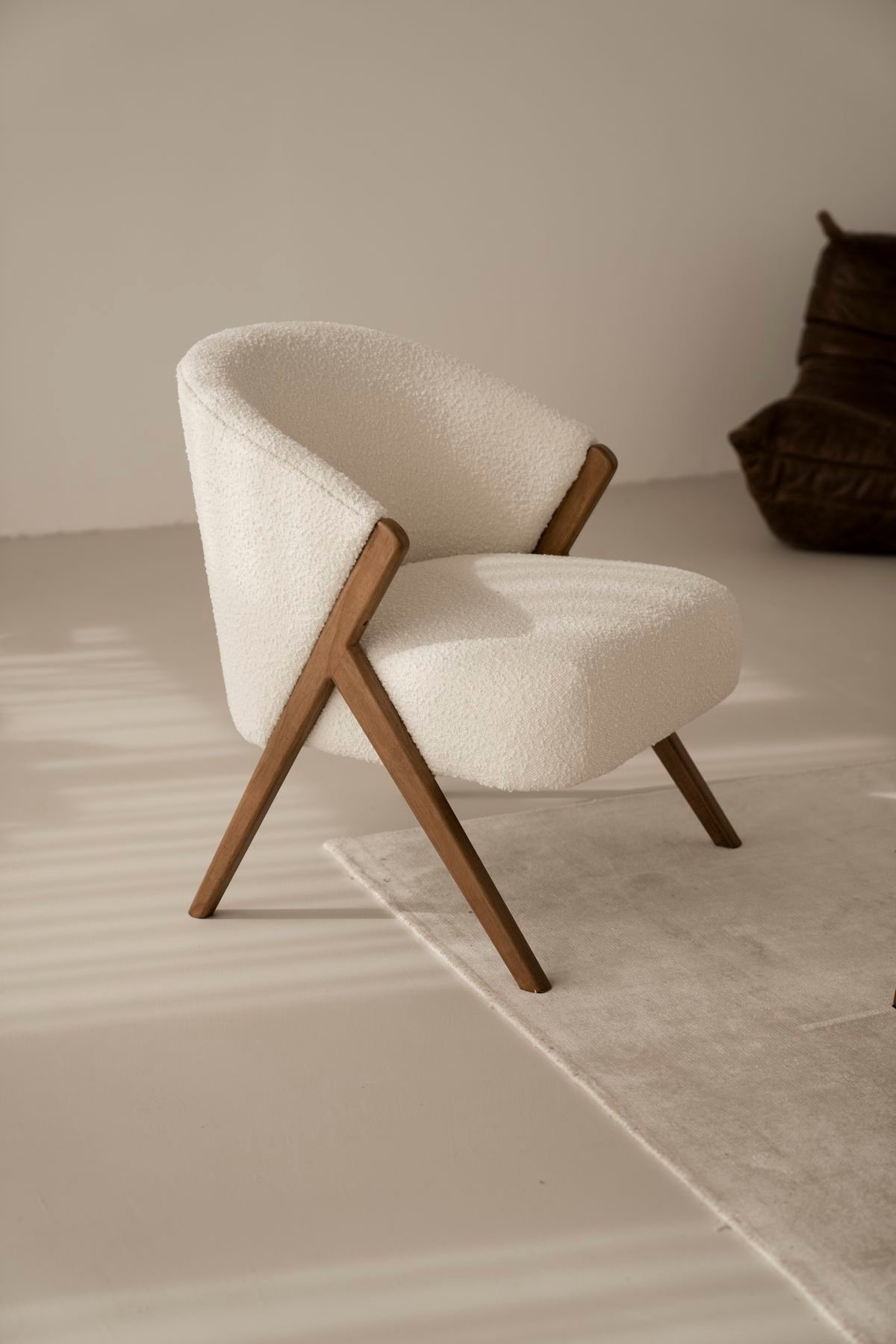Modern Upholstered Lounge Chair with Wooden Frame - Image 2
