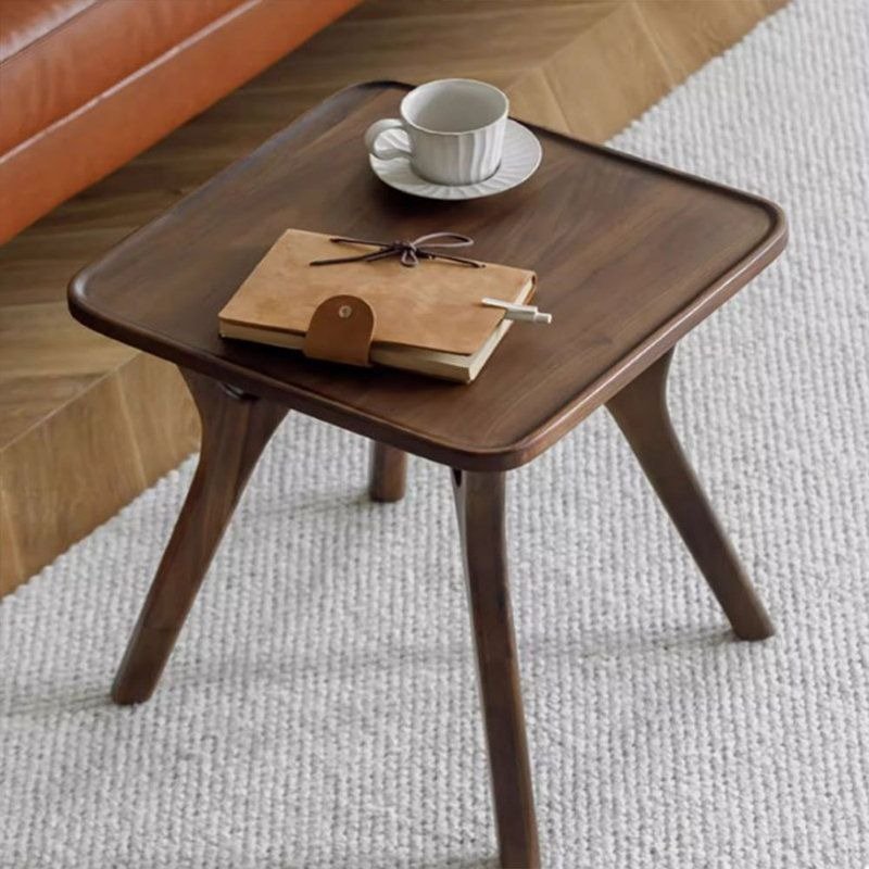 Modern Wooden Side Table with Rounded Top