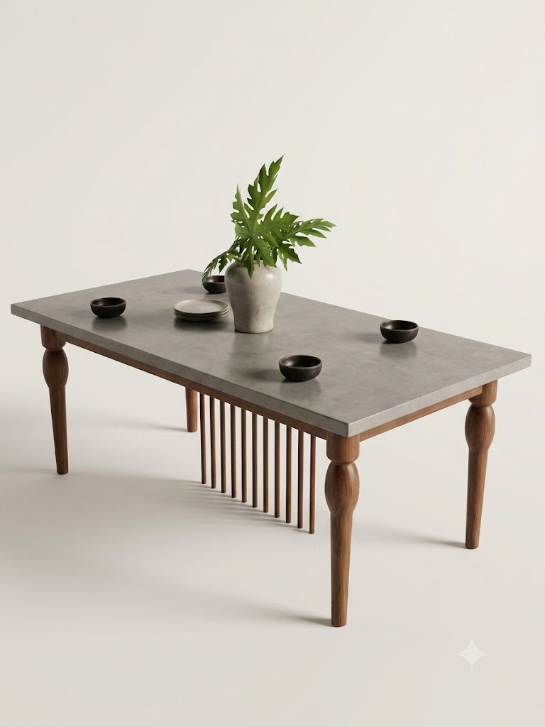 Modern Solid Wood Rectangular Dining Table - Image 4