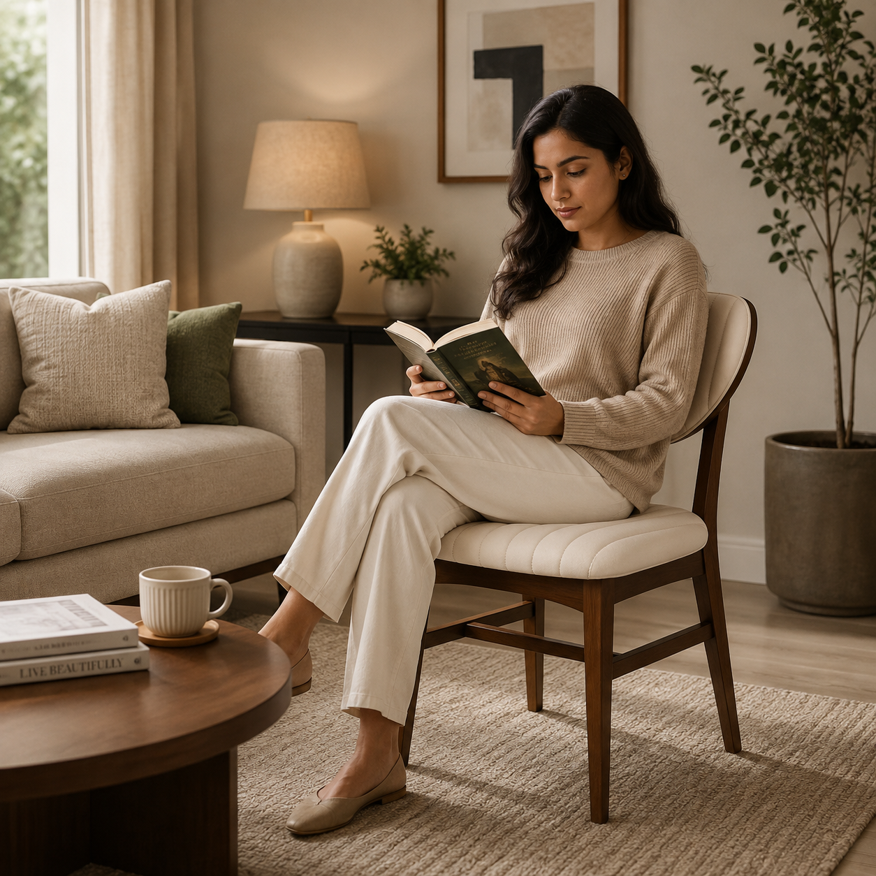 Modern Upholstered Dining Chair with Quilted Backrest