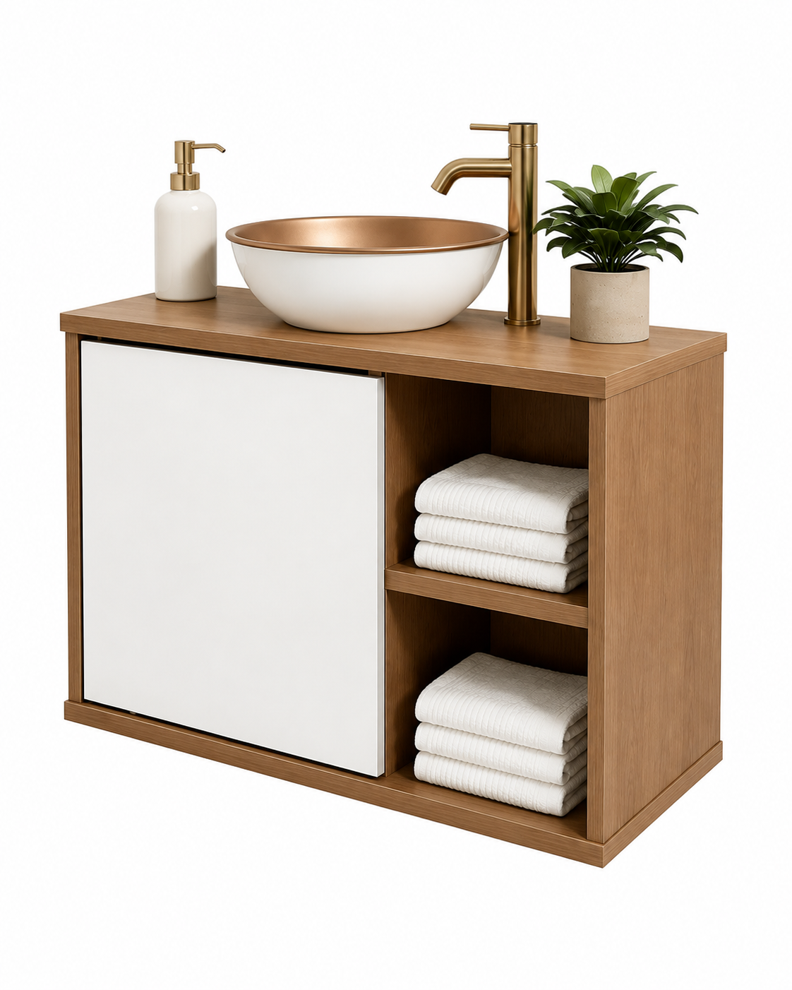 Modern 4 ft Bathroom Vanity with Open Shelving - Image 4