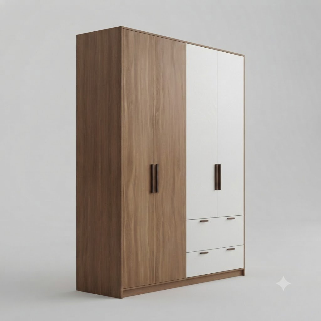 Modern 4-Door Modular Wardrobe with Drawers - Image 2
