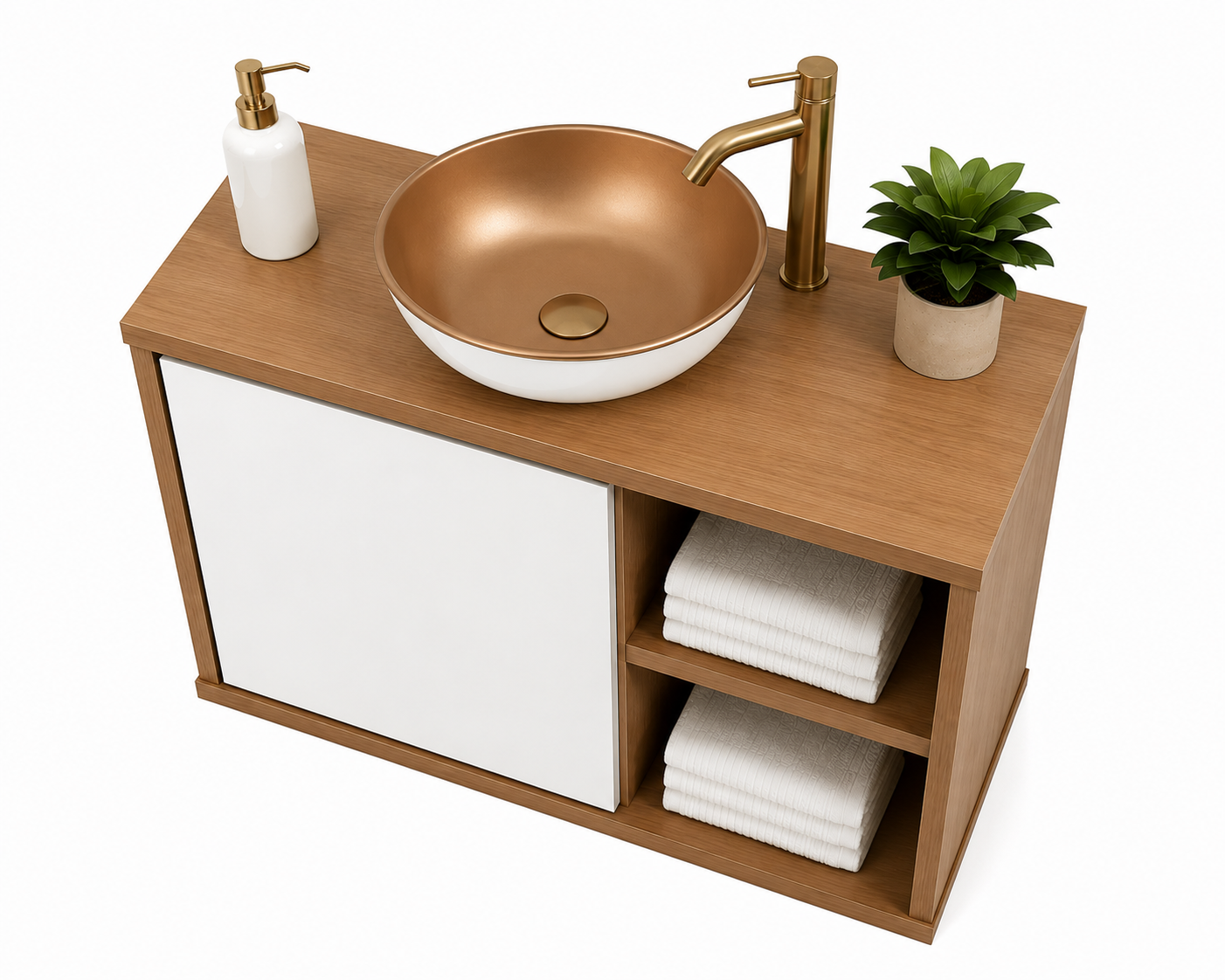 Modern 4 ft Bathroom Vanity with Open Shelving - Image 5