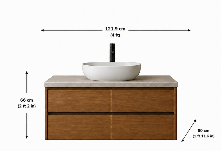 Modern 4-Drawer Bathroom Vanity with Countertop Vessel Basin - Image 2