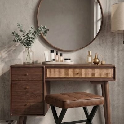 modern-4-drawer-dresser-with-cane-detail-drawer-round-mirror