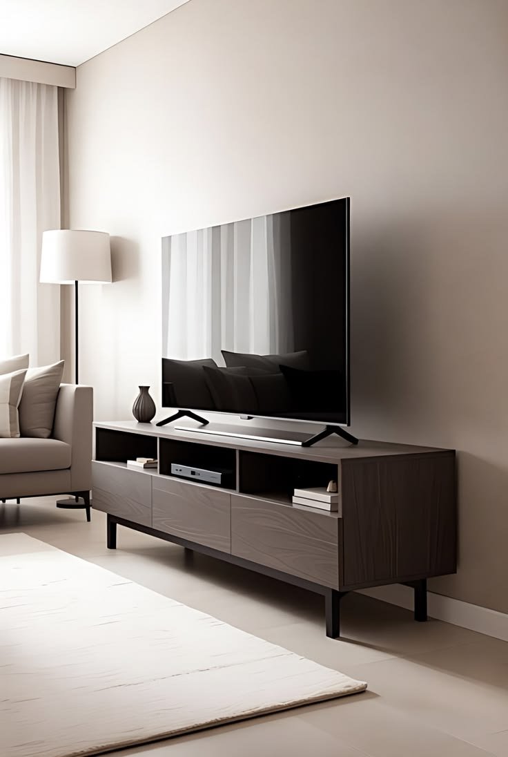 Modern Wooden TV Unit with Open Display Shelves and Storage Drawers - Image 4